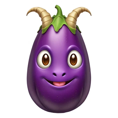 Eggplant with dragon horns holding nuts sticker