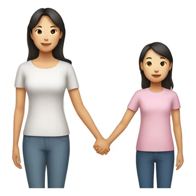 asian mother and daughter holding hands sticker