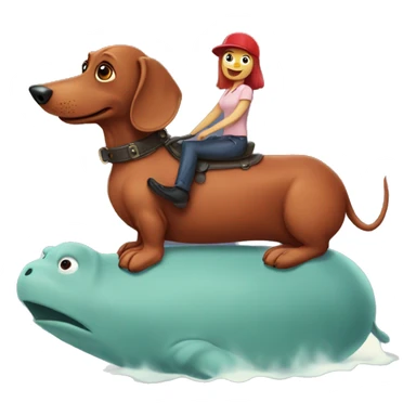 Red dachshund riding hippo sticker