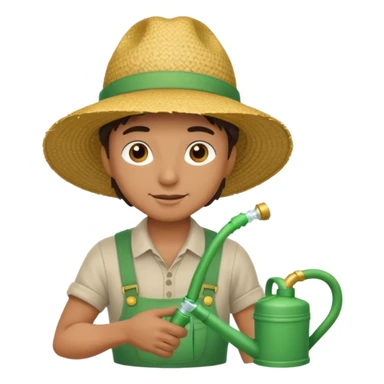 gardener watering with a hose sticker