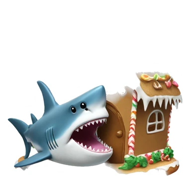 Shark sitting in a gingerbread house  sticker