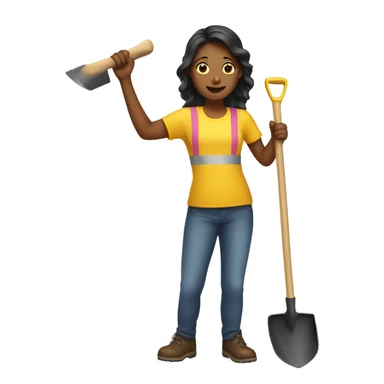 GIRL DIGGING with shovel  sticker