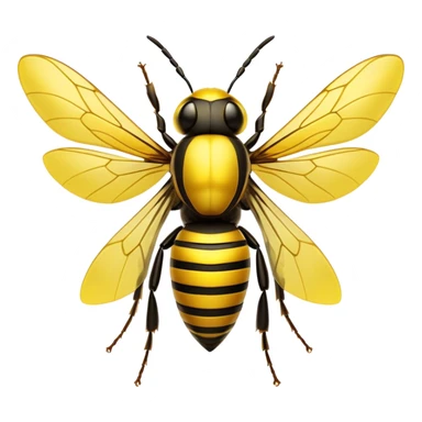 Cinematic Noble Hornet Portrait Emoji, Poised and intimidating, with a sleek, segmented body in bold yellow and black hues, sharp, focused eyes, and delicate, translucent wings, Simplified yet sharp and sophisticated features, highly detailed, glowing with a soft, insectile radiance, high shine, intelligent and formidable, stylized with an air of natural authority, focused and alert, soft glowing outline, capturing the essence of a watchful and confident hornet that appears ready to buzz out of the screen with effortless power! sticker