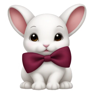 Baby bunny with coquette burgundy bow on ear sticker