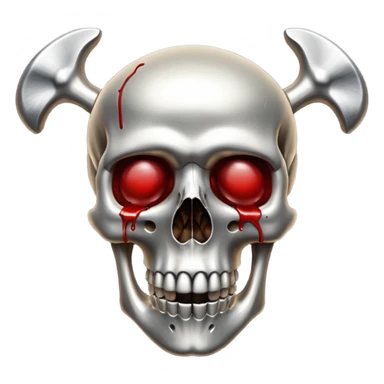 metallic anatomic bones with blood, steel texture, dark dramatic tone, clean background sticker