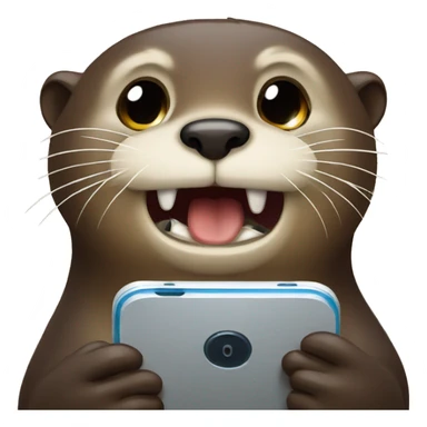 otter crying looking at a phone  sticker