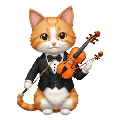 Cat playing violin on his shoulders sticker