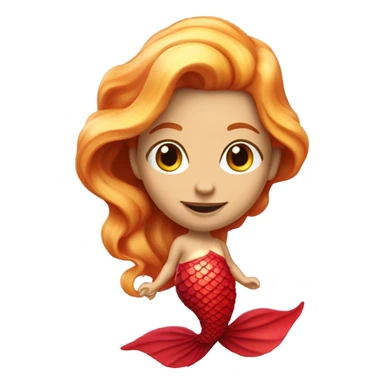 Red Mermaid with red mermaid tail and blonde hair pretty and detailed realistic sticker