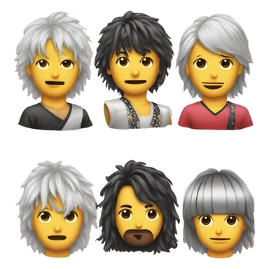 Japanese 80's hair band emoticon sticker