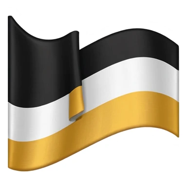 a tricolor flag with three equal horizontal bands of black, white and gold. sticker