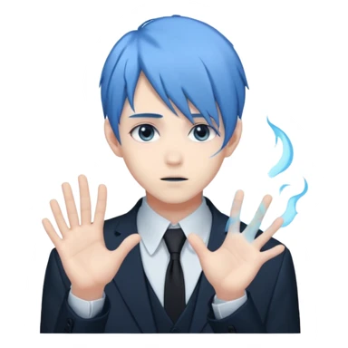 ethereal-pastel-transparent-translucent-gorgeous-spectral-dark-greyish-blue-whitish-gloomy-spectral-anime-poltergeist-man-with-blue-hair-with-a-beautiful-black-suit sticker