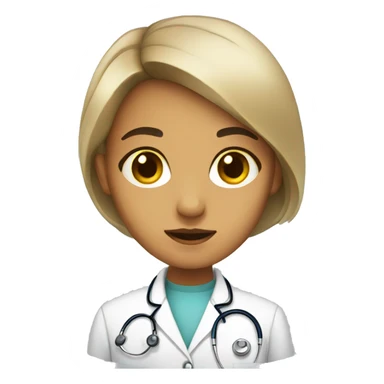 doctor, girl, brown eyes, yellow skin sticker