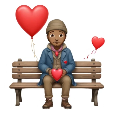 Homeless man with Valentine’s Day decor sticker
