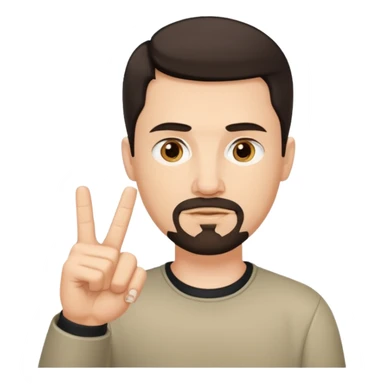 White man with short dark hair and goatee and neutral expression with middle finger.  sticker