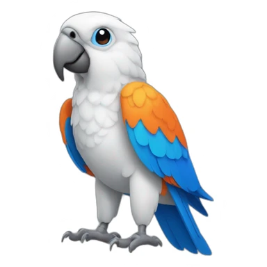 orange, blue and white parrot sticker