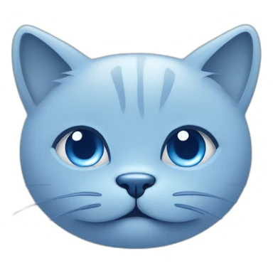 Blue simplistic sketch of a cute cat face sticker