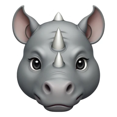cinematic-noble-cute-rhinoceros-portrait-emoji,slate-grey-hide-poised-and-regal,-with-a-massive,-powerful-build-and-a-thick,--deep-set-soulful-piercing-eyes,-simplified-yet-sharp-and-sophisticated-features,-highly-detailed,-large-black-eyes, white horn, front facing sticker