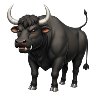 angry black bull pawing the ground, with steam from nostrils sticker