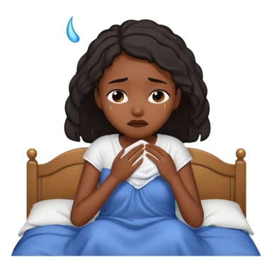 Black girl in the bed by herself crying sticker