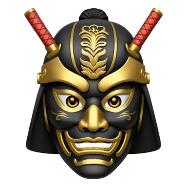 samurai mask with gold accents sticker