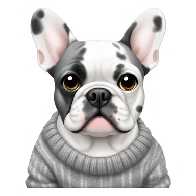 Grey with black spots French  bulldog in sweater sticker