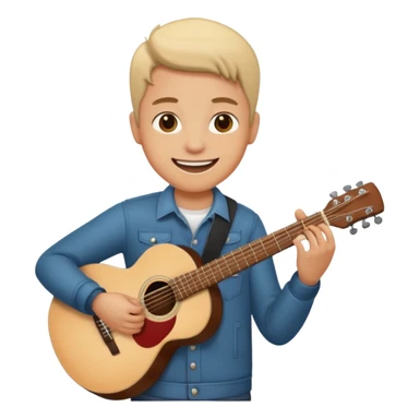 A Heart how is holding a guitar and smile sticker