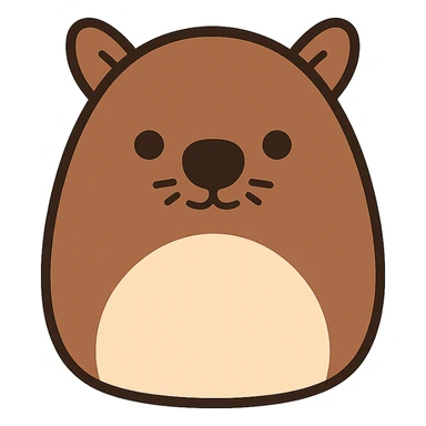 flat color vector wombat squishmallow plushie icon sticker