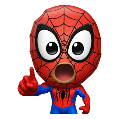 Spider man amazed reaction and hand pointing at right sticker