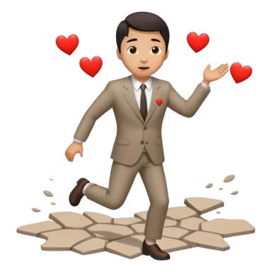 asian man with heart eyes slip and fall on sidewalk  sticker