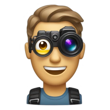 Male Photographer shaved Caucasian wavy hair brunette holding camera sticker