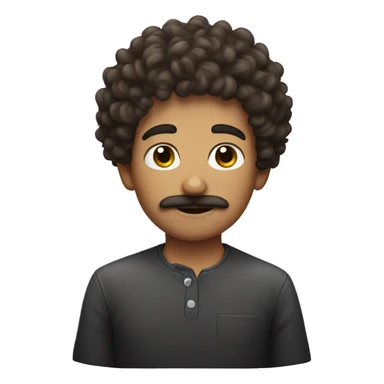 Curly haired boy with a mustache  sticker