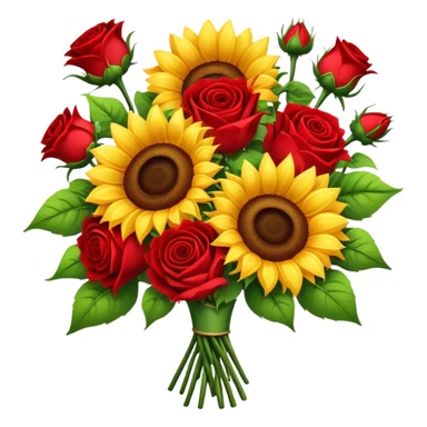 sunflowers and red roses bouquet sticker