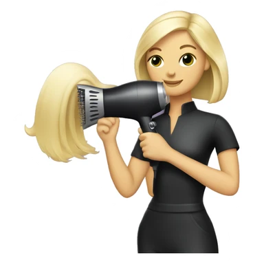 Hairdresser with blonde hair holding hairdryer sticker
