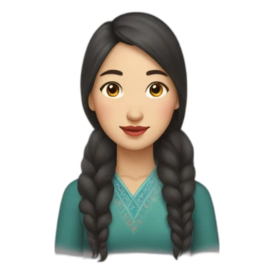 kazakh woman illustrator sticker