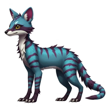 Feral Rare Fantasy dark vibrant Vernid-Sergal-Genet-species-animal-creature by LiLaiRa, random markings, tufted ears, full body, 4 legs sticker