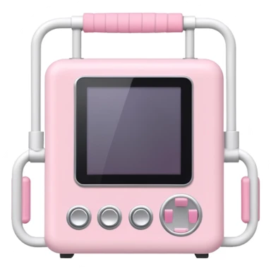 White cable machine with pastel pink handles, soft backdrop sticker