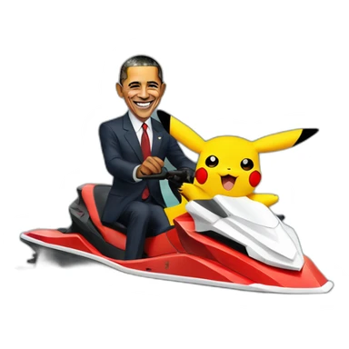 Pikachu sur un jetski avec Obama  sticker