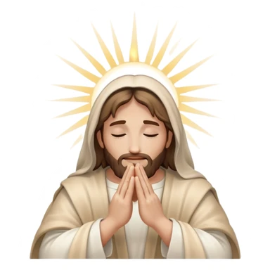 Jesus praying hands with rays of holy light emanating sticker
