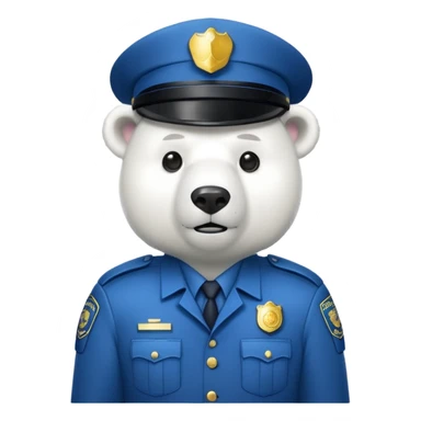 Make a humanoid polar bear dressed as a police sticker
