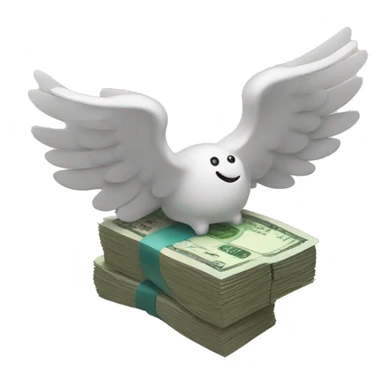 Stack of pound notes with wings sticker