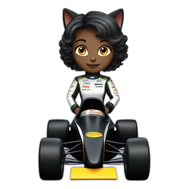 Black cat girl in f1 car sticker