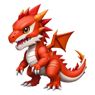 Cute Baby Chibi Digimon-Guilmon-Tyrantrum-Tyrunt-hybrid (full body) sticker