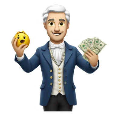 white aristocrat with money bag in his hands sticker
