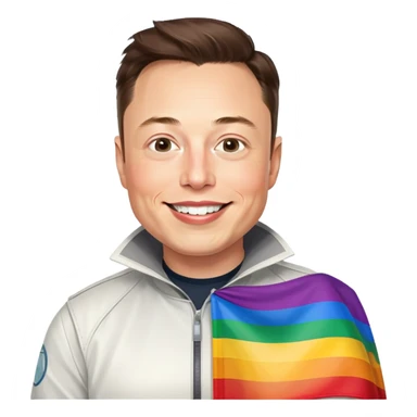 Elon musk with a gay pride flag  sticker