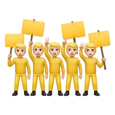 yellow people staging a demonstration sticker