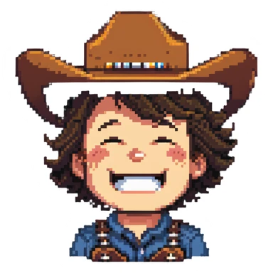 crying laughing upside down cowboy sticker