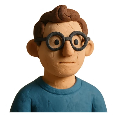 male with glasses, French cut hairstyle, brown hair sticker