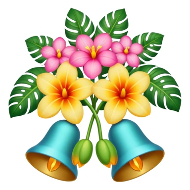 Wedding bells with flowers tropical bright sticker
