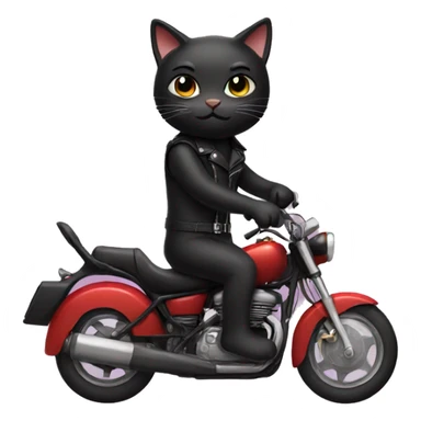 black cat riding a motorcycle  sticker