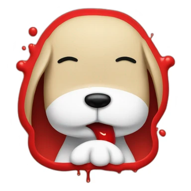 Snoopy with red juice on face dripping from mouth, angry sticker
